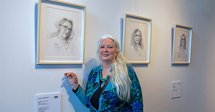 Caroline Graley artist with Poetic Portraits Exhibition 2.jpg
