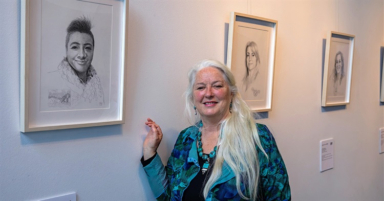 Caroline Graley artist with Poetic Portraits Exhibition.jpg