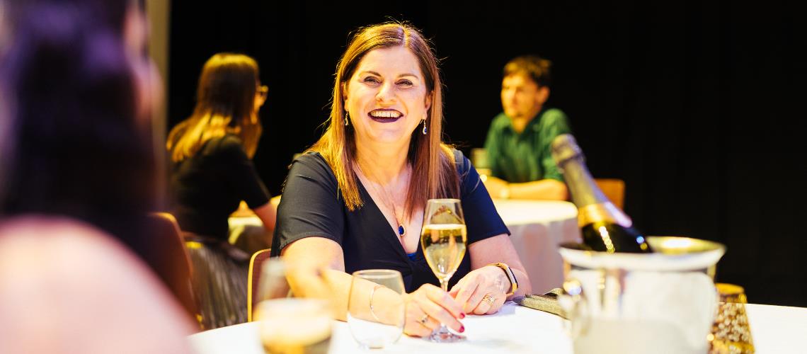Patrons enjoy a sit-down function in Cube 37 Frankston Arts Centre