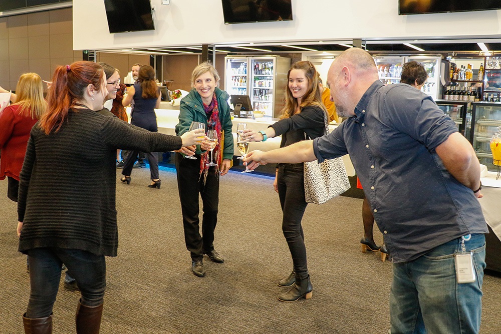 Box Office team socially distant at Box Office opening Frankston Arts Centre