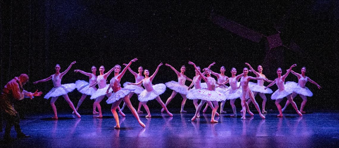 Don Quixote ballerina ensemble holding dance pose Frankston Arts Centre