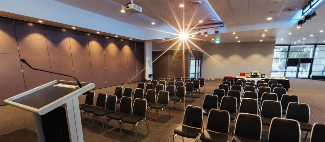 Function room setup for presentation at Frankston Arts Centre