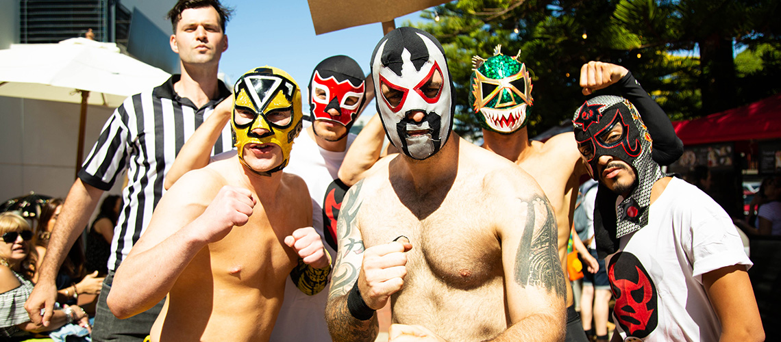 Mexican Wrestlers at Ventana Fiesta at Frankston Arts Centre